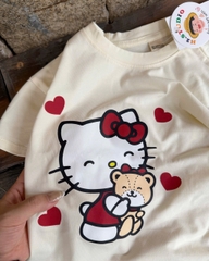 BT838-Bộ áo thun cộc kitty đỏ trắng bé gái 9-26kg