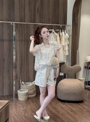 SET1023- Set cộc tay áo hoa phối cổ
