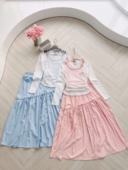 🌿SET499- Set VÁY CV DÚM XÒE 3 TẦNG mix áo dài tay