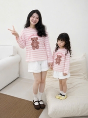 SET1021-Set quần áo đôi mẹ con vải cotton áo dài quần cộc