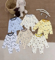 BT1071- Combo 2 bộ thun zip màu pastel viền cổ dài tay