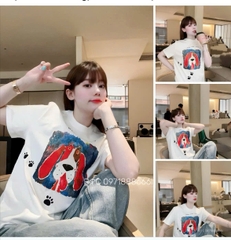 ☘️A180- ÁO PHÔNG ZR CHÓ ĐỎ 2 MÀU ĐEN TRẮNG☘️