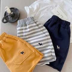 cb426- Combo 4 quần thun thêu cạp chun túi hông tông vàng trắng