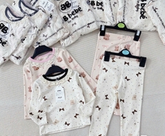 CB174-Combo 2 bộ NƠ VIỀN REN dài tay chất zip bé gái