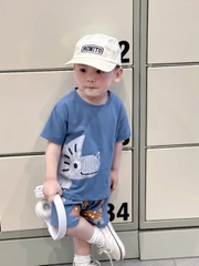 BT898-Combo 2 bộ KHỦNG LONG CỔ DÀI cộc tay cotton bé trai