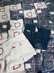 QUAN012- Quần jeans suông túi thêu đỏ 2 màu trắng,xanh