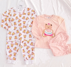 CB144- Combo 2 bộ zip GẤU cam nhạt bé gái VNXK