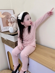 CB342- Combo 2 bộ tăm mịn hồng nâu bé gái