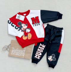 BN132-(9-26kg) Bộ nỉ dài tay bé trai mickey đỏ VNXK