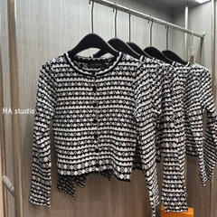 A411- Áo len CDG quảng châu hoạ tiết đen trắng