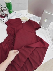 ✨ Dam169- Váy đỏ cạp chun eo dáng xoè tùng 2 lớp