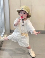 BT949-Bộ đũi trắng linen cộc tay cho bé