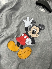 Set703-Set mặc nhà dài tay thu đông vải tăm mickey xám