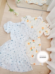 Đầm hoa cổ V xoè bèo 2 lớp