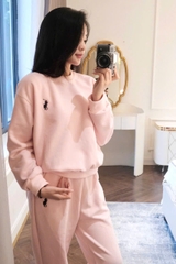 Set778- Bộ nỉ nữ vải bông dài tay bo ống 2 màu be hồng
