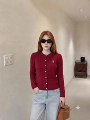 A702-Áo len cadigan đỏ thêu ngựa hàng nhà máy đủ tem