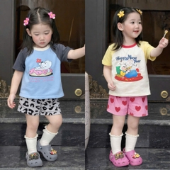 Bt914-Combo 2 bộc cộc cotton phối QUẦN LOANG bé gái