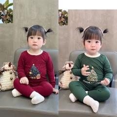 Bt770- Combo 2 bộ zip Noel xanh-đỏ dài tay hoạ tiết in