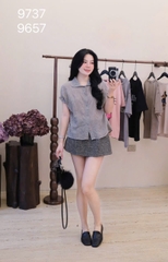 🍀 A249- SƠ MI GU CỔ SEN TAY LIỀN BÈO 2 Màu kẻ