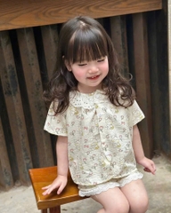 CB251-Combo 2 bộ PIJAMA hoa viền ren bé gái chất xô mát