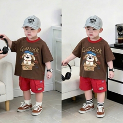 BT1042-Bộ Cún GOOD LUCK nâu đỏ loại đẹp