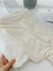 SET738- Set áo tăm đính hoa thủ công phối chân váy trắng 2 lớp