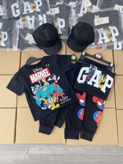 BN125-TẶNG MŨ- Bộ thun cộc tay bé trai tặng kèm mũ đen