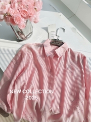 A200-Áo somi thiết kế hồng pastel đính đá