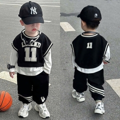 Bt660- Bộ đen trắng 3 chi tiết Legend trẻ em chất cotton