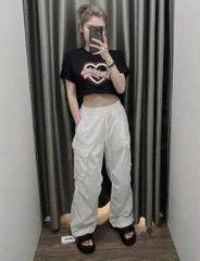 Quan071-QUẦN GIÓ TÚI HỘP BO ỐNG 2 màu đen trắng