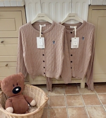 A676-Áo len cadigan bặn thừng thêu gấu nhiều màu hàng nhà máy đủ tem