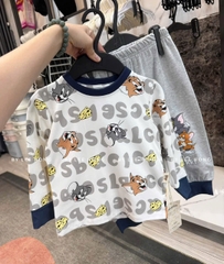 BT1017- Combo 2b mèo Tom xanh trắng dài tay chuẩn Minibebe