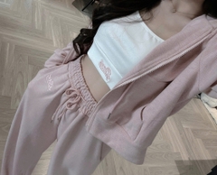 [KEM ÁO TRONG] Set817- Set 3 cho tiết tăm lông thêu màu hồng quần suông