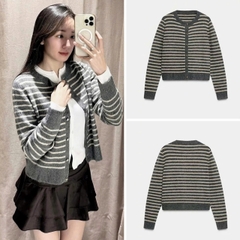 aua436- Áo len  kẻ nâu full tem nhà máy