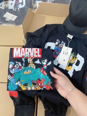 BN125-TẶNG MŨ- Bộ thun cộc tay bé trai tặng kèm mũ đen