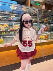 BT820-Bộ áo lưới 55 mix kèm CV ren đỏ xòe bồng