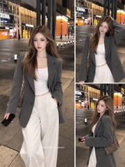 A770- Áo blazer đen xám đủ túi BNBb