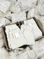 Quan050- Quần short jeans  trắng gạo mác da full tem nhà máy