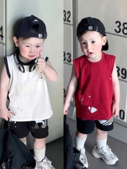 BT978-combo 2 bộ cotton ĐỎ-Trắng-Đen in họa tiết