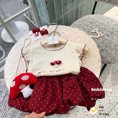 [TANG TUI] BT855- Bộ áo đũi cotton mix quần bí đỏ tặng kèm túi NẤM
