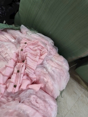 A426- Áo len dệt kim dài tay kẻ trắng hồng