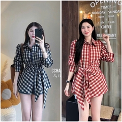 A229- Áo  SƠ MI KẺ BUỘC VẠT  dài tay 2 màu chất thô mềm🌷
