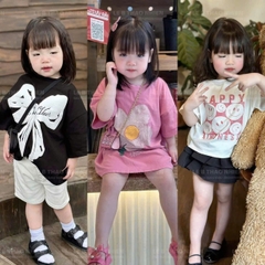 CB223-Combo 3 áo hoa cộc tay chất cotton bé gái