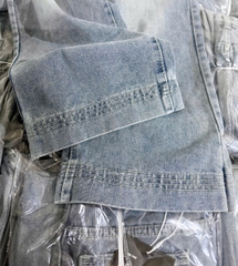 QUAN021- Quần JEANS nấm dài 90cm ống suông rộng 28 thêu gấu