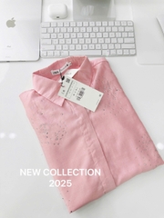 A200-Áo somi thiết kế hồng pastel đính đá