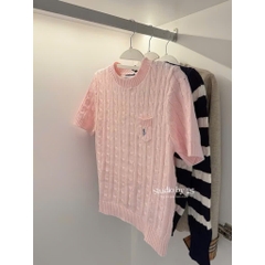 A380-Áo len thừng màu hồng thêu ngực dày dặn full tem hàng nhà máy