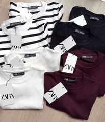 A257- Áo len cộc tay cổ tròn full tem 4 màu hàng nhà máy