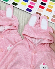 BT658-BỘ THUN DÀI TAY BÉ GÁI TAI THỎ THÊU