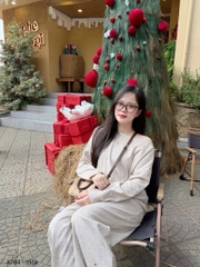 Set839- Bộ nỉ díp lông áo lệch mai phối quần suông be