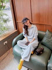 SET1079- Bộ nỉ haida xanh dương quần suông